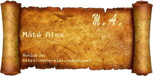 Máté Alex névjegykártya